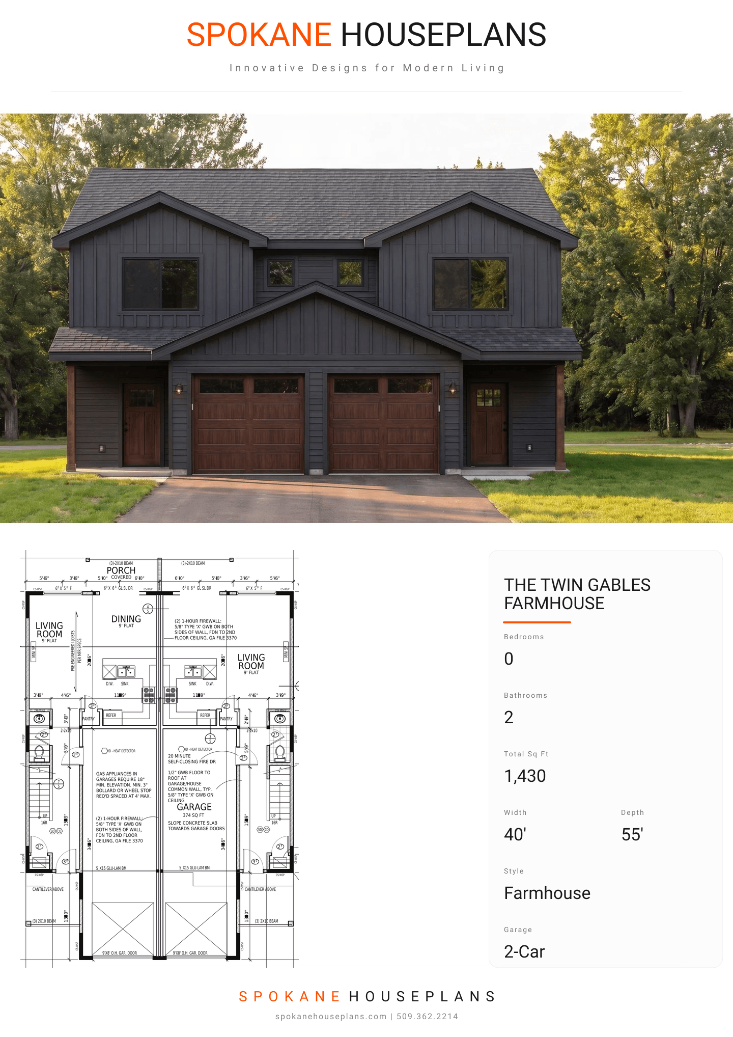THE TWIN GABLES FARMHOUSE plan flyer