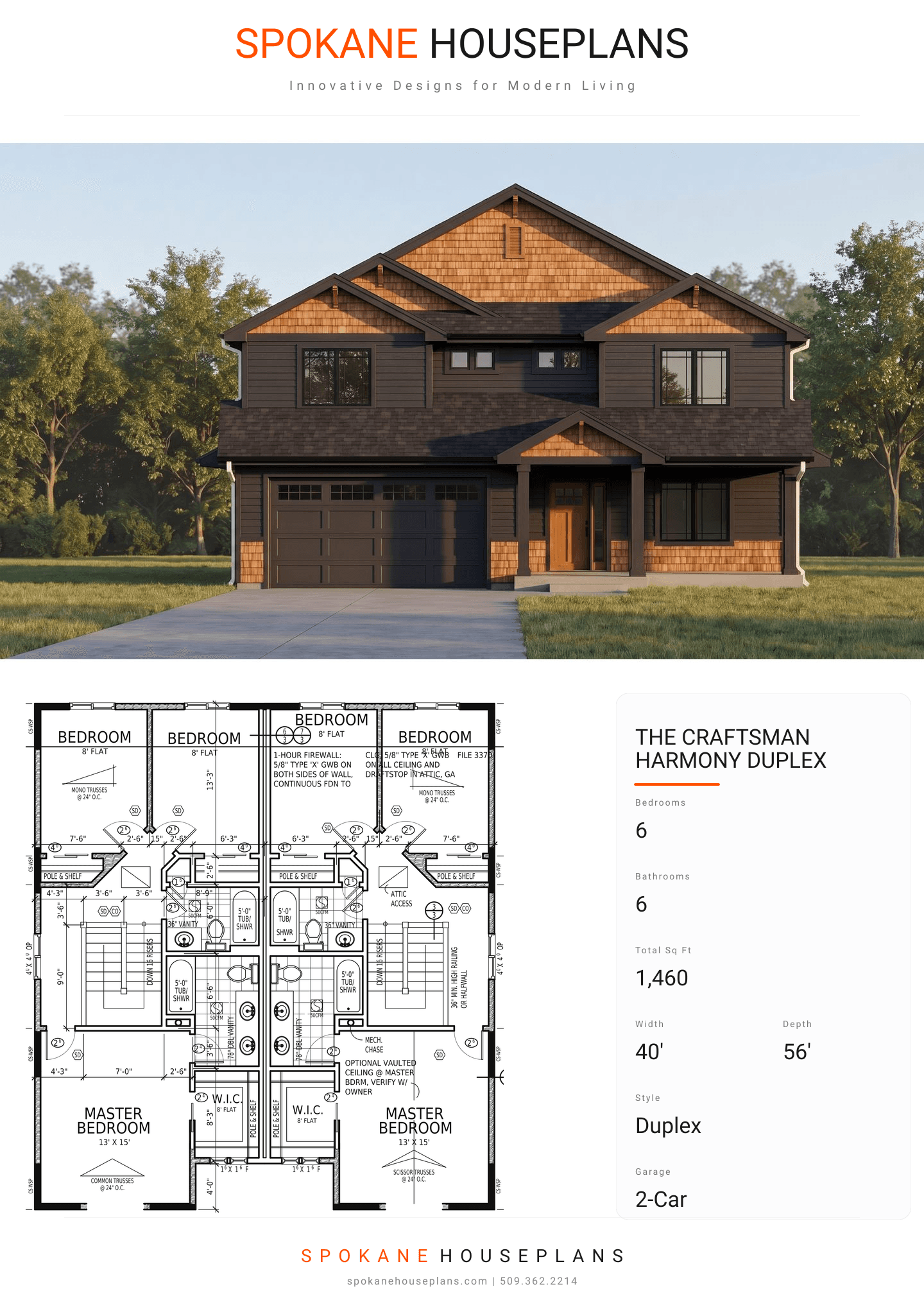 THE CRAFTSMAN HARMONY DUPLEX plan flyer