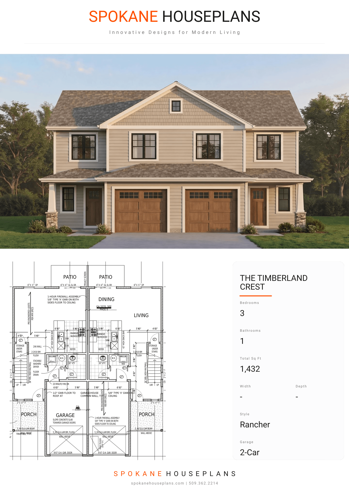 THE TIMBERLAND CREST plan flyer