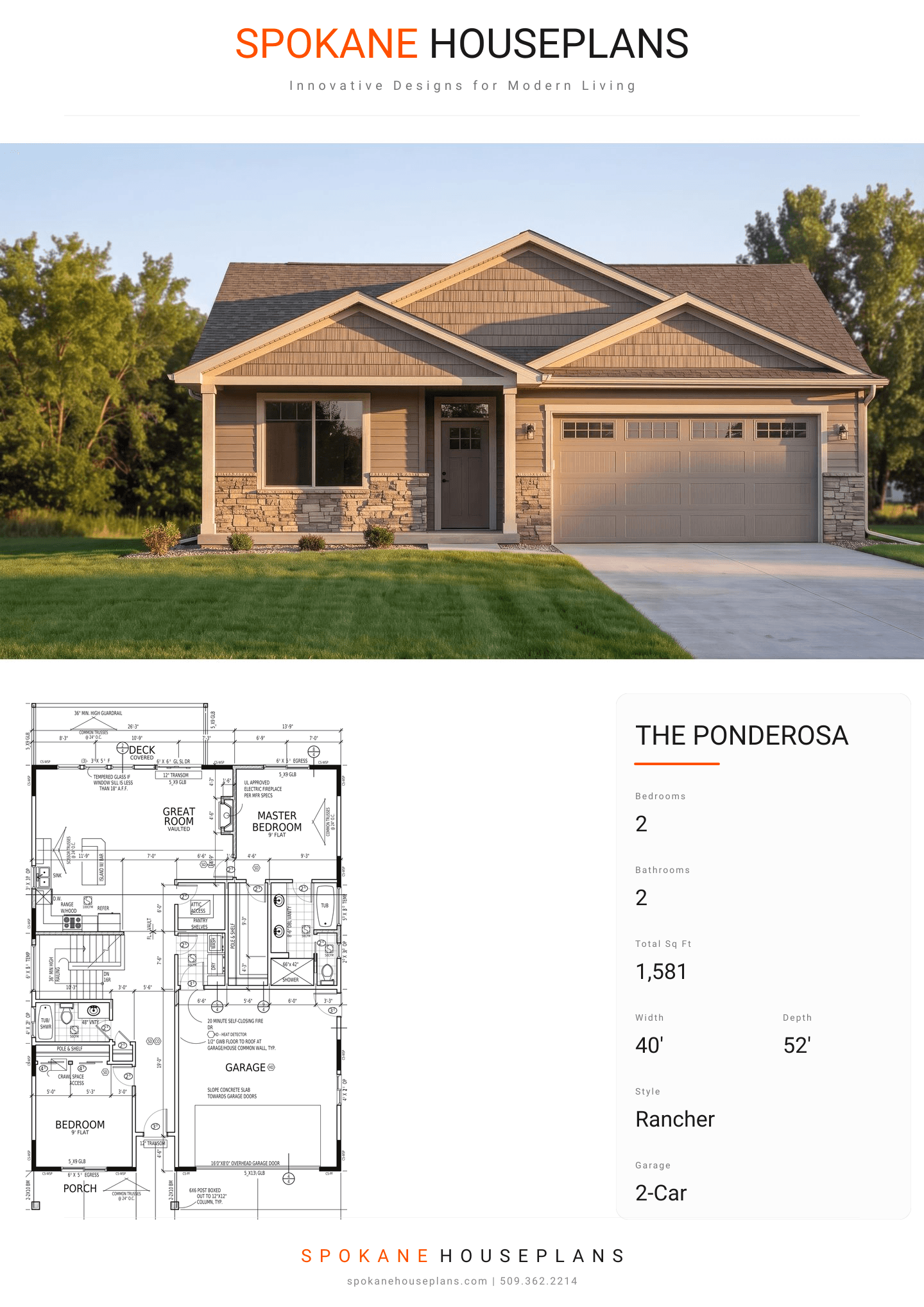 THE PONDEROSA plan flyer