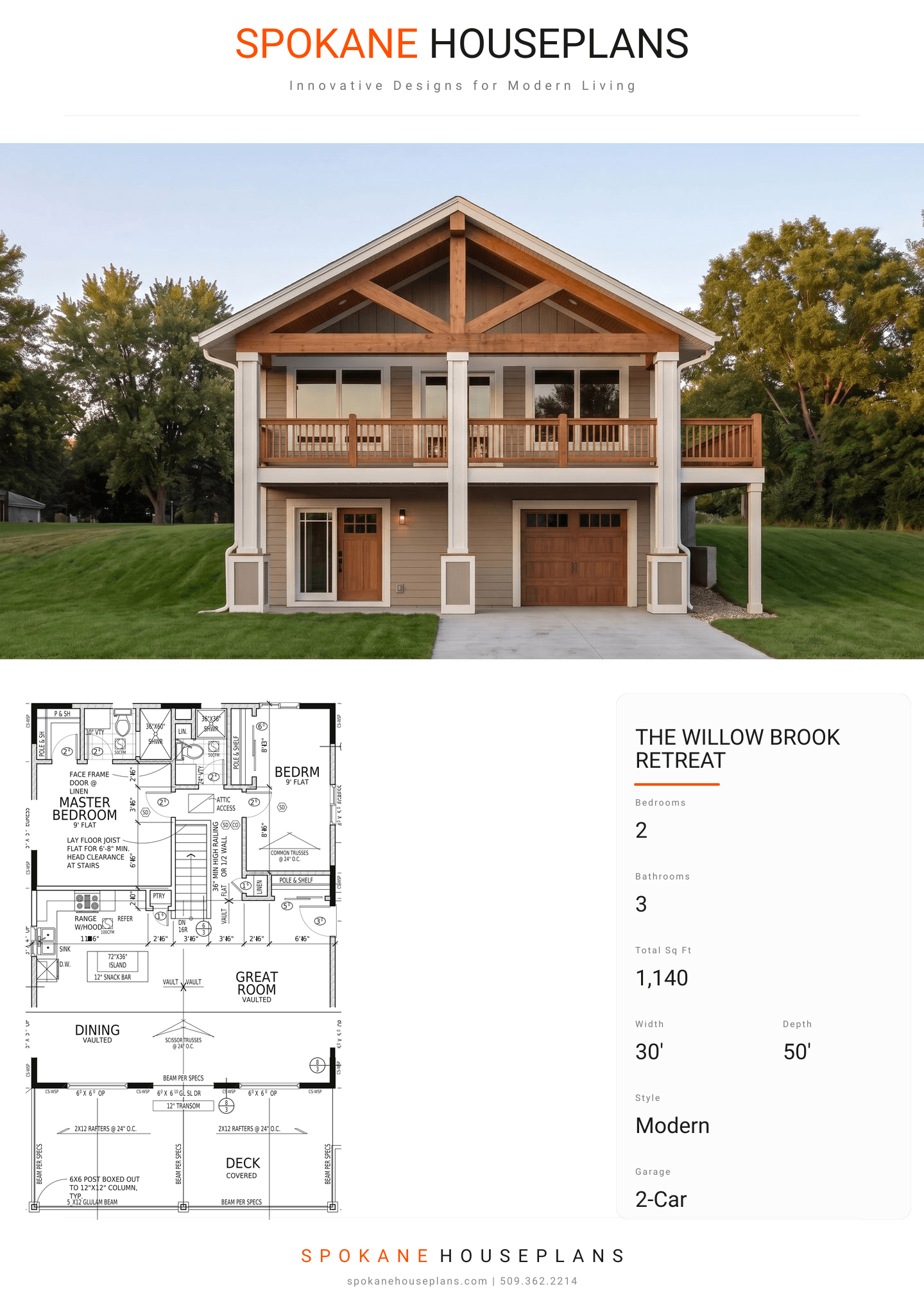 THE WILLOW BROOK RETREAT plan flyer