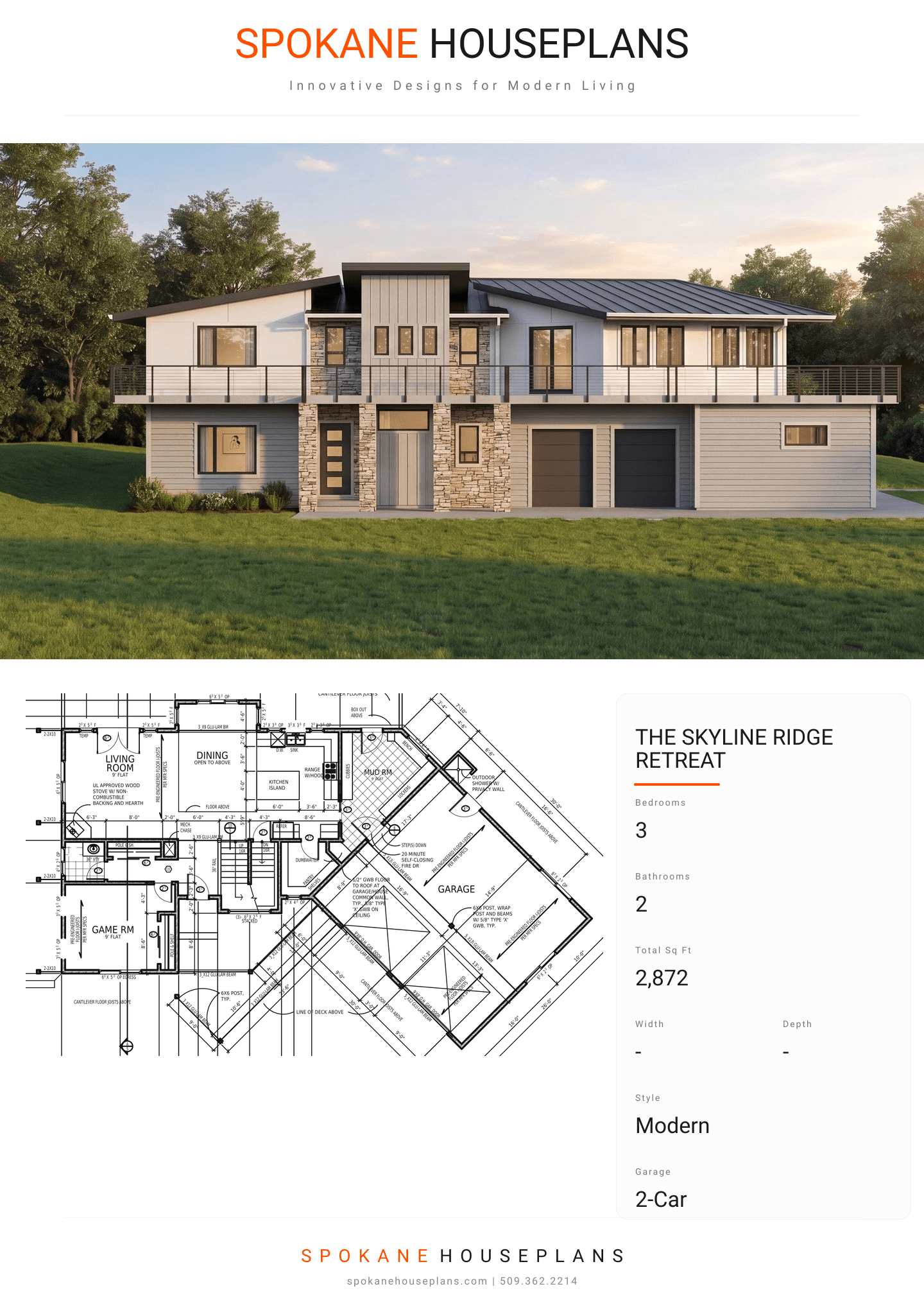 THE SKYLINE RIDGE RETREAT plan flyer