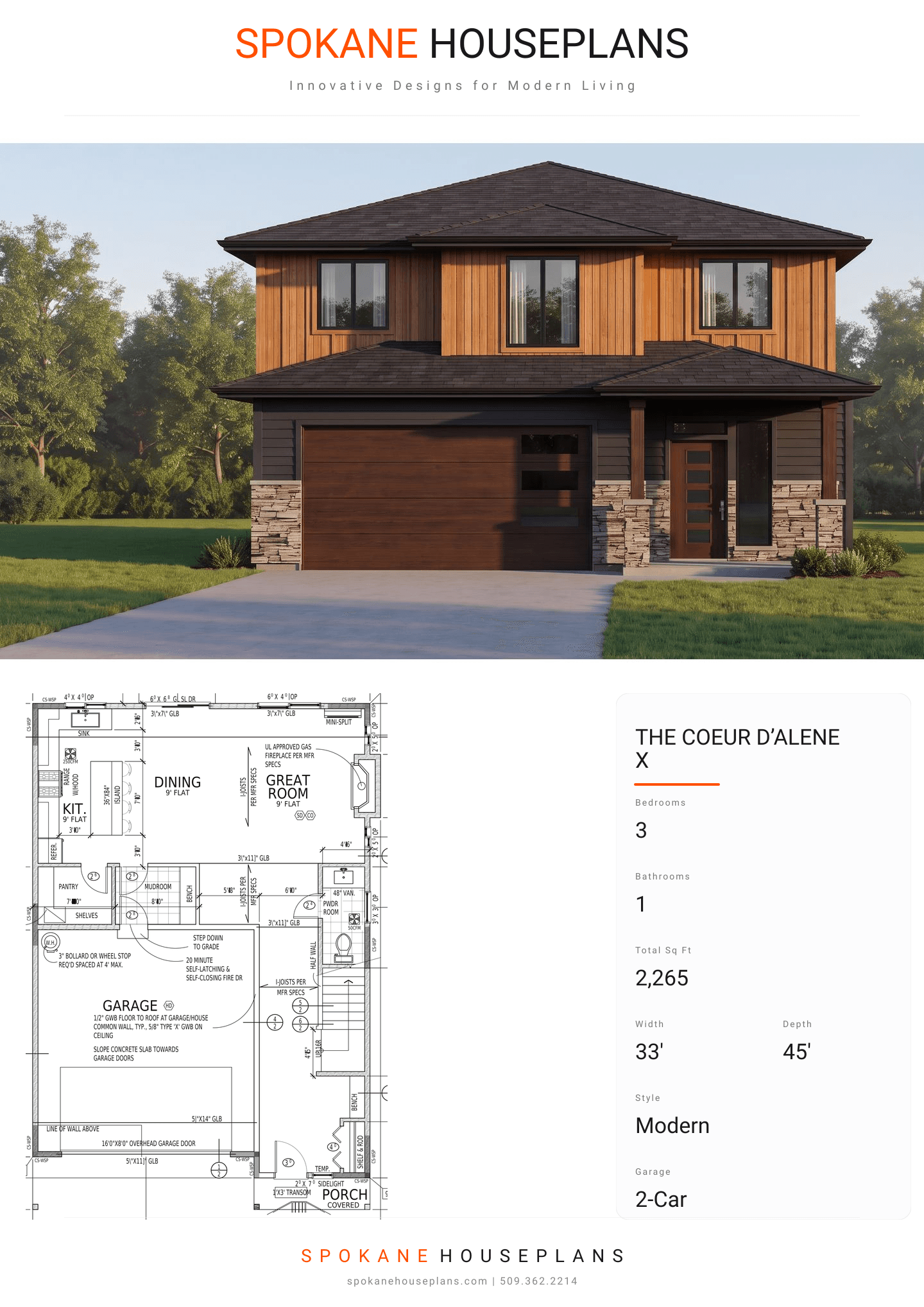 THE COEUR D’ALENE X plan flyer