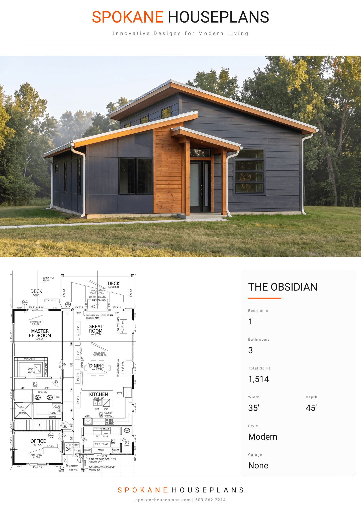 THE OBSIDIAN plan flyer