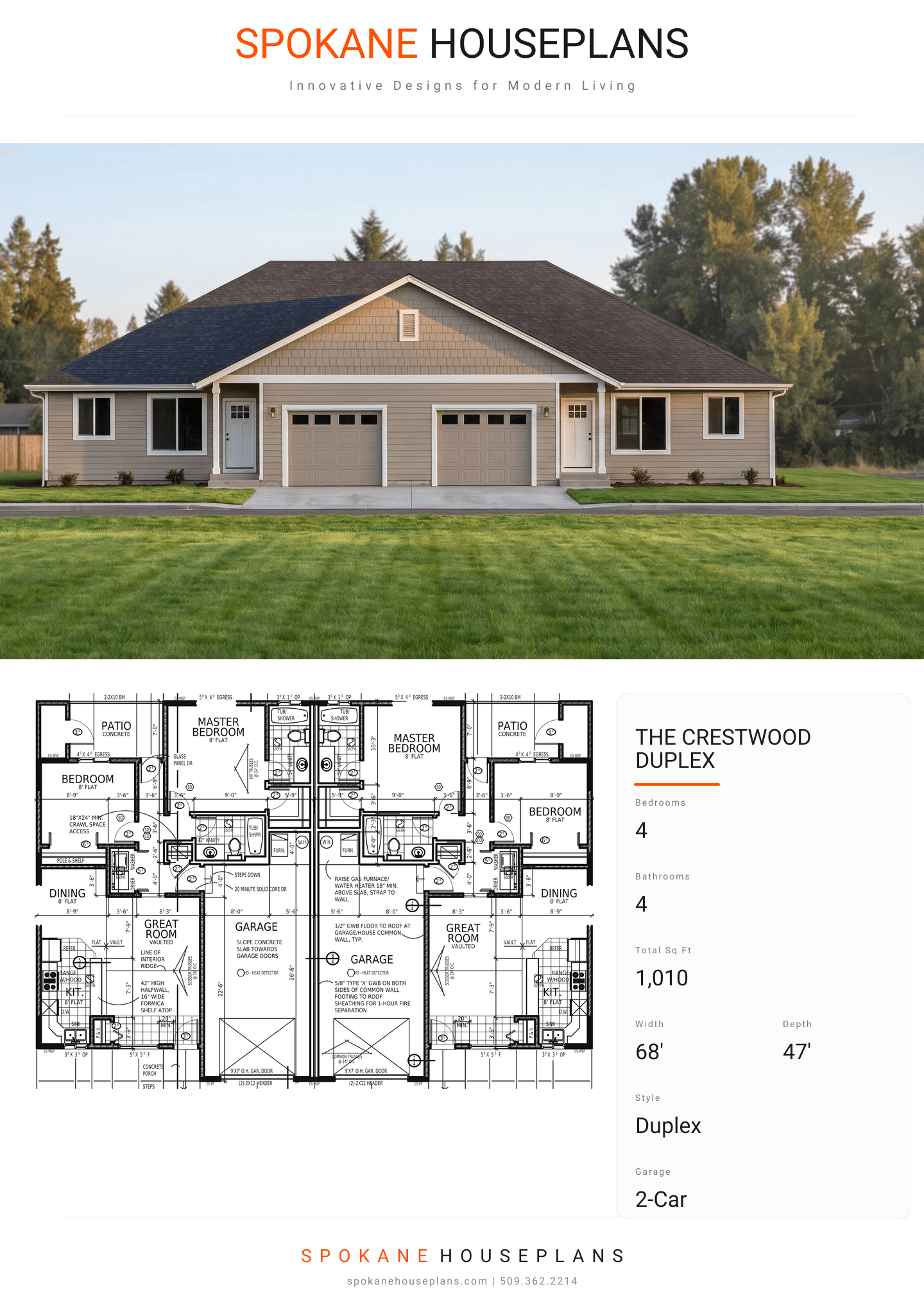 THE CRESTWOOD DUPLEX plan flyer