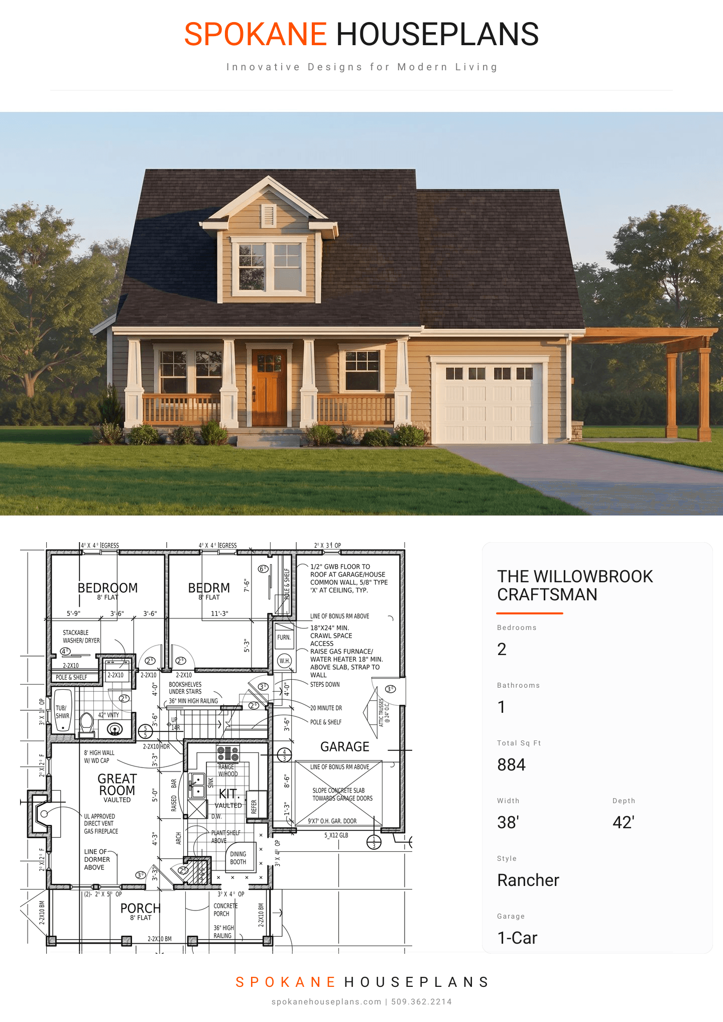 THE WILLOWBROOK CRAFTSMAN plan flyer