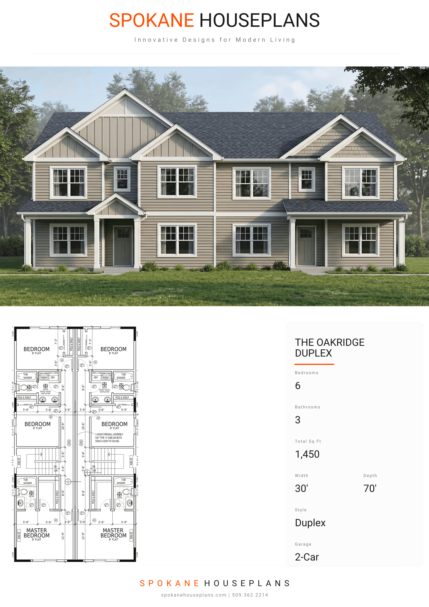 THE OAKRIDGE DUPLEX plan flyer