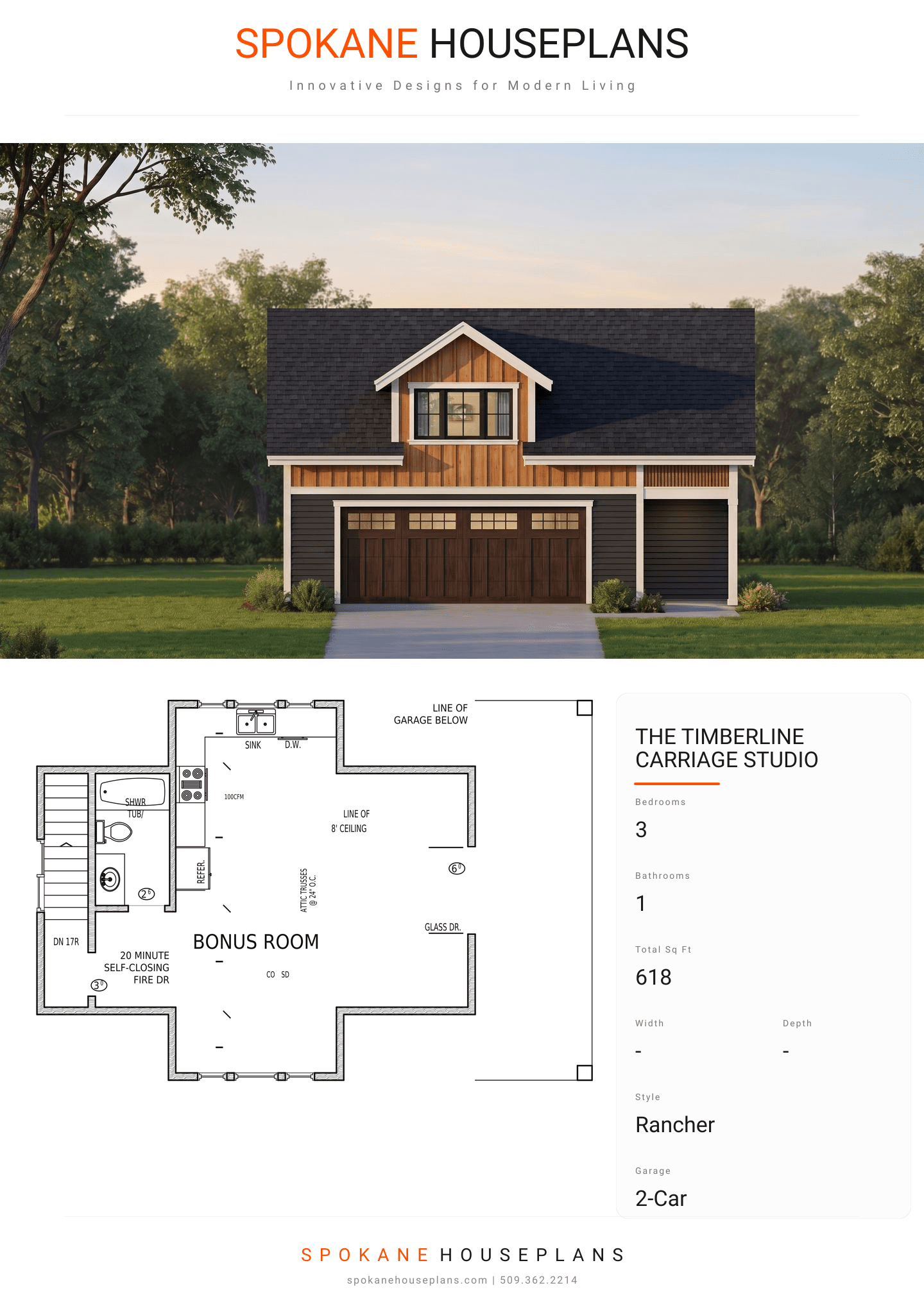 THE TIMBERLINE CARRIAGE STUDIO plan flyer