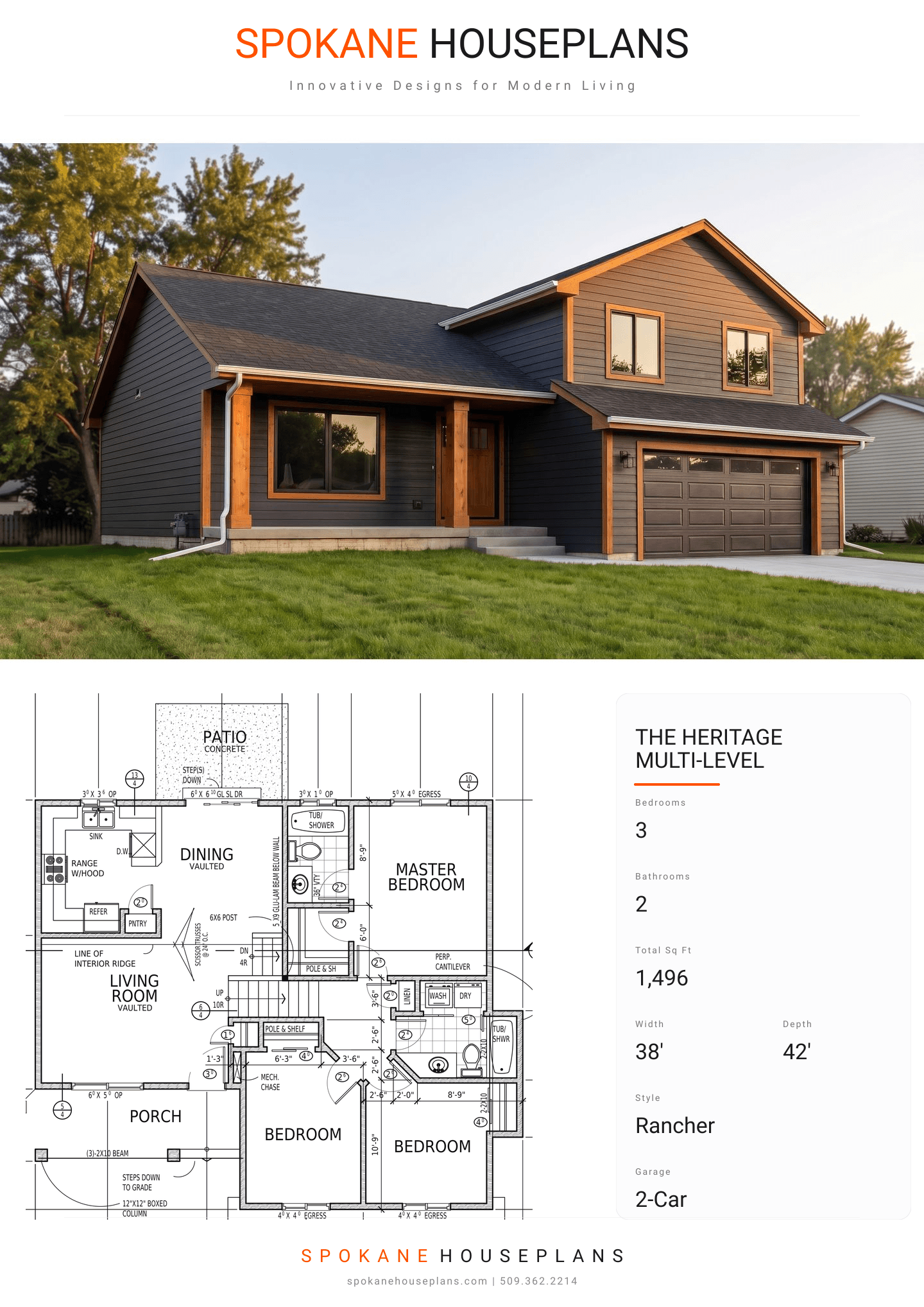 THE HERITAGE MULTI-LEVEL plan flyer