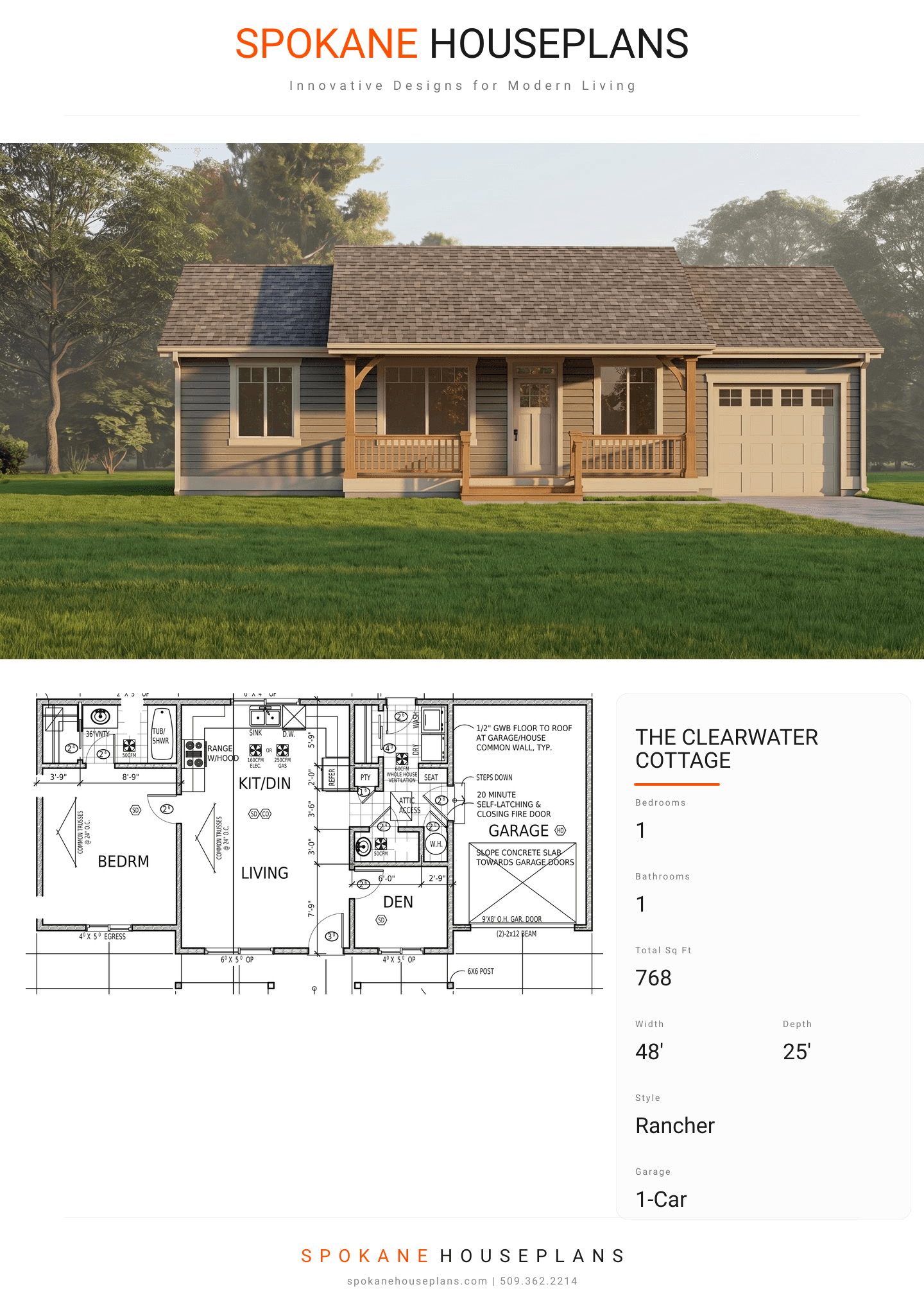 THE CLEARWATER COTTAGE plan flyer