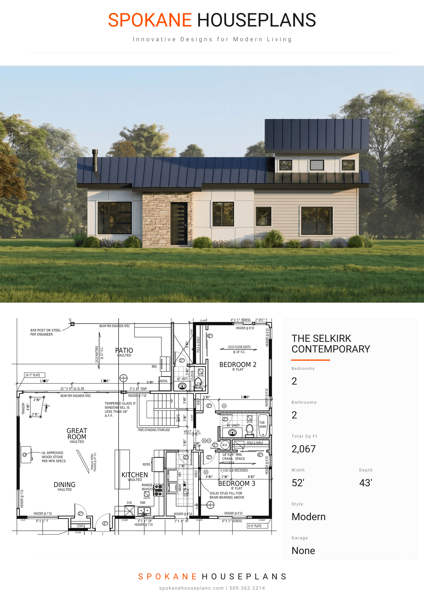 THE SELKIRK CONTEMPORARY plan flyer