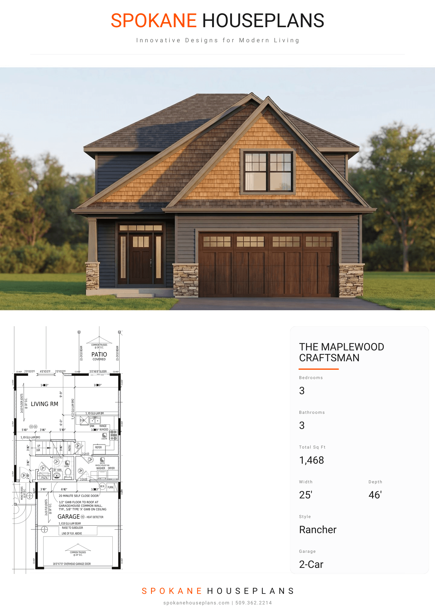 THE MAPLEWOOD CRAFTSMAN plan flyer