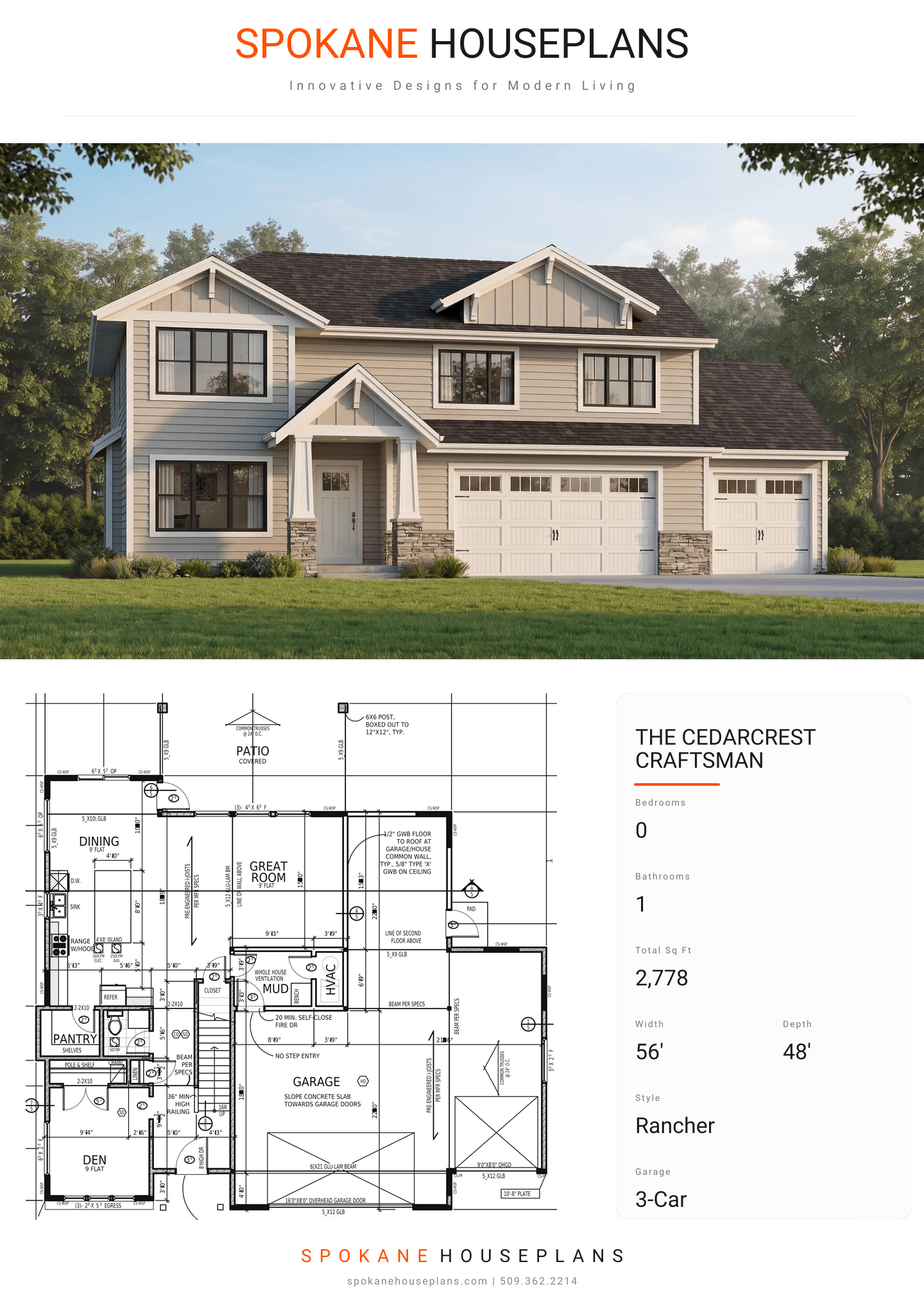 THE CEDARCREST CRAFTSMAN plan flyer