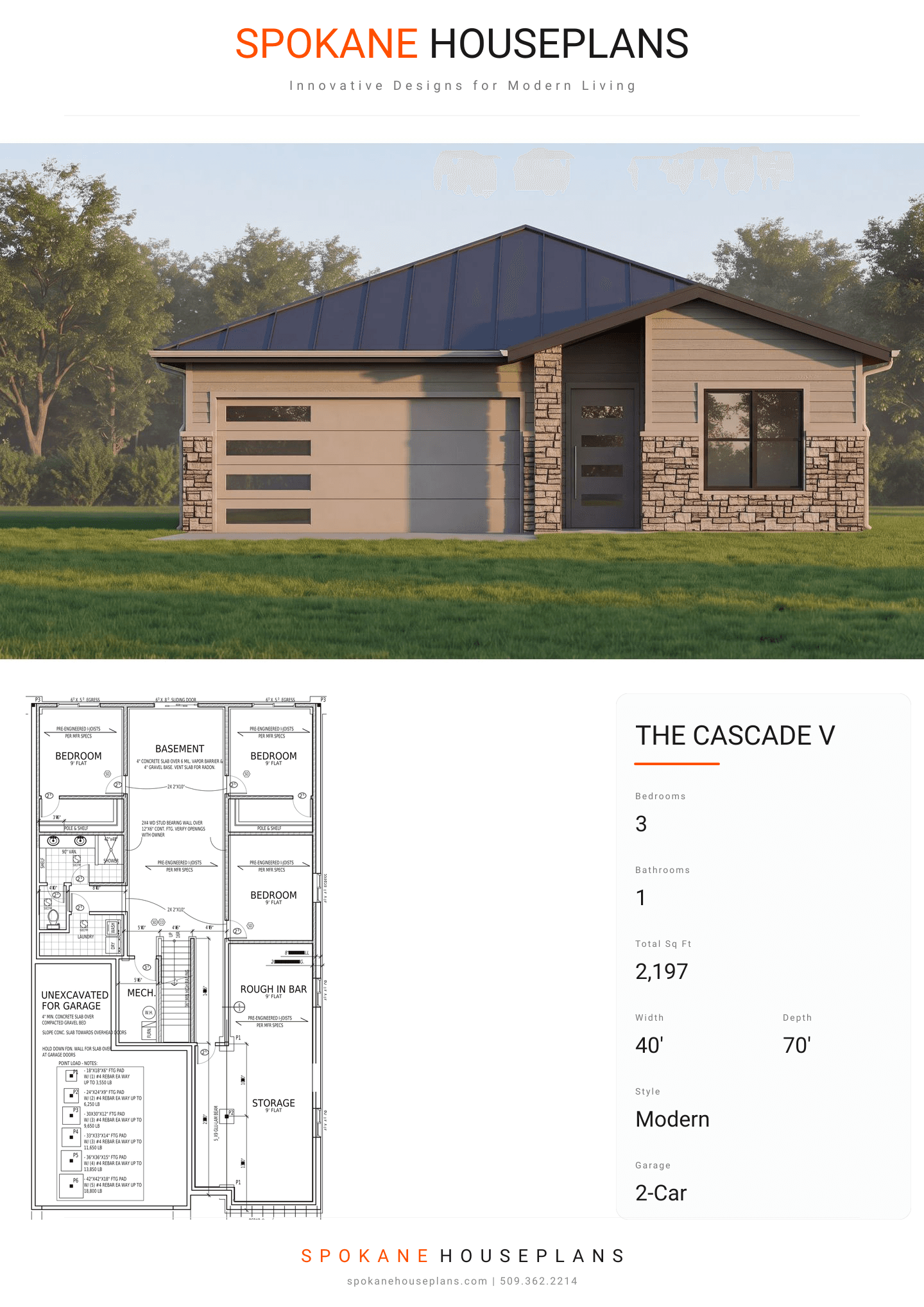 THE CASCADE V plan flyer