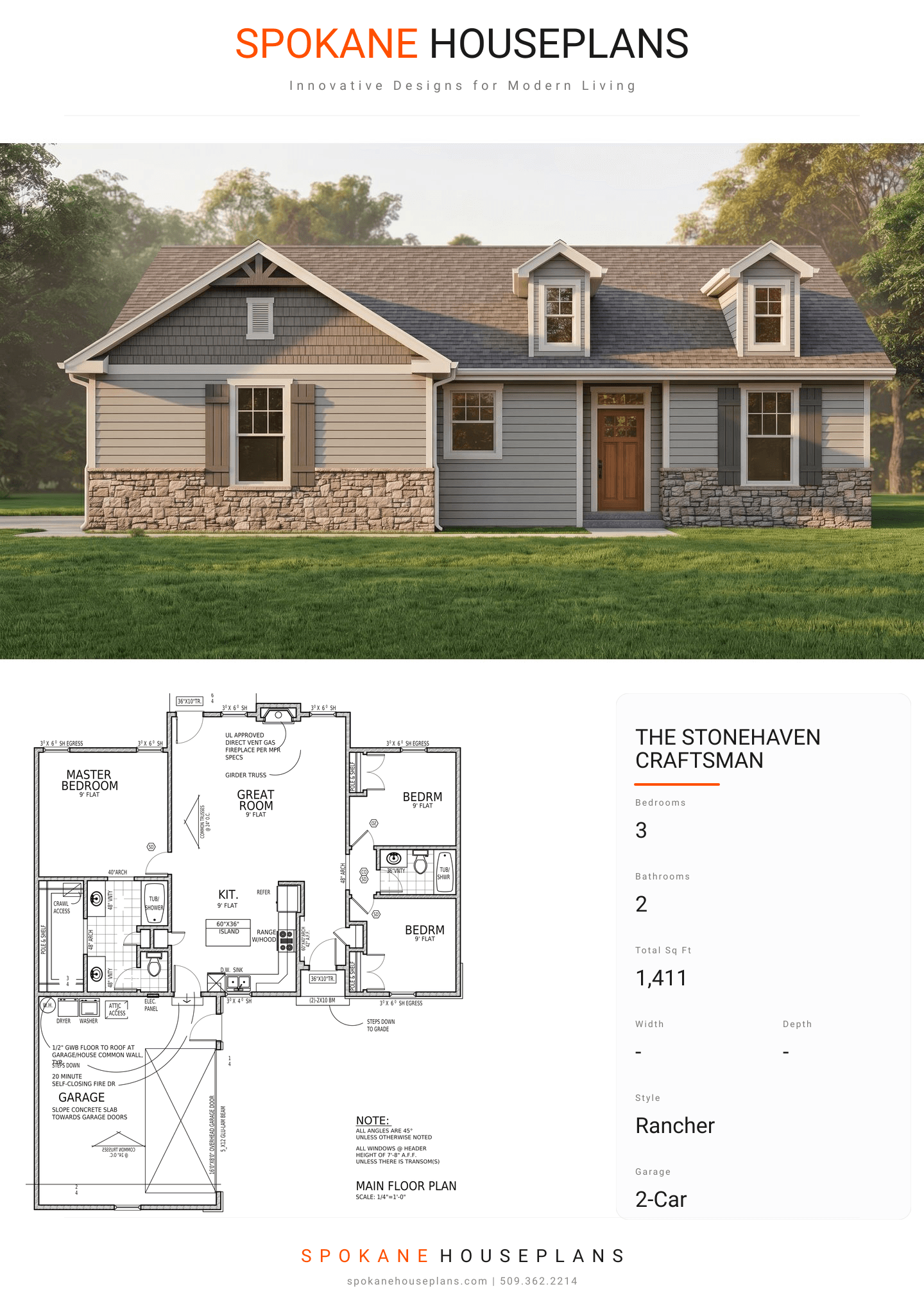 THE STONEHAVEN CRAFTSMAN plan flyer