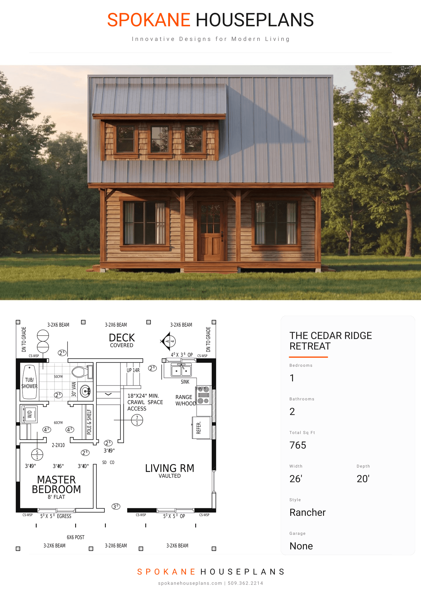 THE CEDAR RIDGE RETREAT plan flyer
